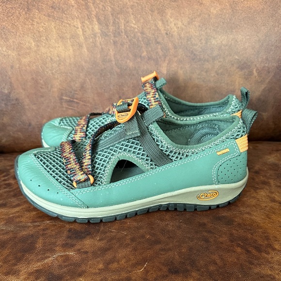 Chaco Green and Orange Kids Sandals - Picture 4 of 8